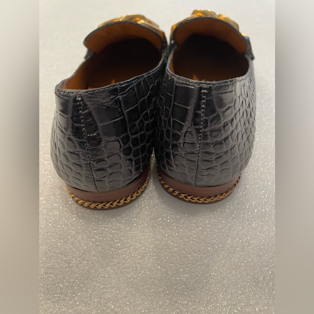 Tory Burch RUBY CHAIN LOAFER - Slip-ons Grey Croc -Sz 5  MSRP $328 - Picture 6 of 16